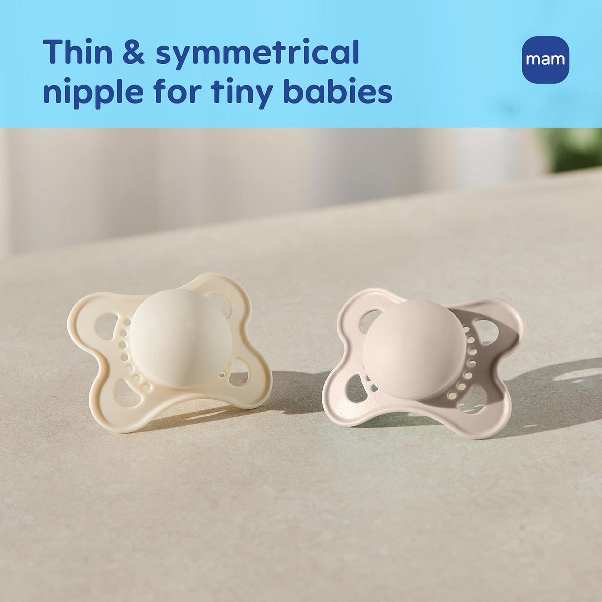 MAM - Chupones originales mate para bebé, Binky para niñas de 0 a 6 meses, pezón de silicona sin BPA, fácil de limpiar, mejor para bebés lactantes, desarrollado con expertos médicos, 4 unidades