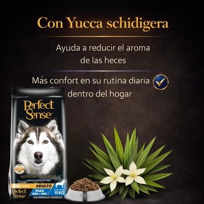 Perfect Sense Alimento Premium para Perro Adulto Raza Mediana y Grande MLB 15 kg - 100% Natural con Omega 3, Prebióticos y Antioxidantes - Alta Digestibilidad