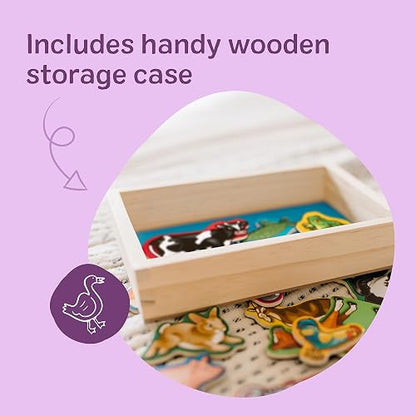 Melissa & Doug Set de 20 Imanes de Animales en Caja, Juguete de Madera, Juguete de Desarrollo - Certificados FSC