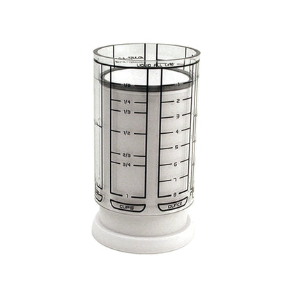 KitchenArt Taza Medidora Ajustable de 2 Tazas, Color Blanco | Taza medidora de émbolo | Mide entre 1/8 taza y 1 taza | Incluye conversiones | Gadget de cocina | Mide sólidos y líquidos