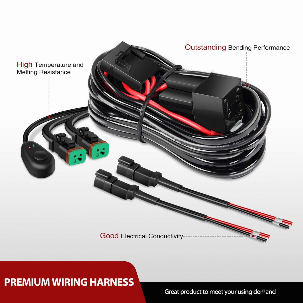 Nilight - Kit de arnés de cableado de Conector DT de 10036 W, 14 AWG, 11.5 pies, Barra de luz LED, Interruptor de Encendido y Apagado de 12 V, Fusible para Luces Todoterreno, luz de Trabajo LED, 2
