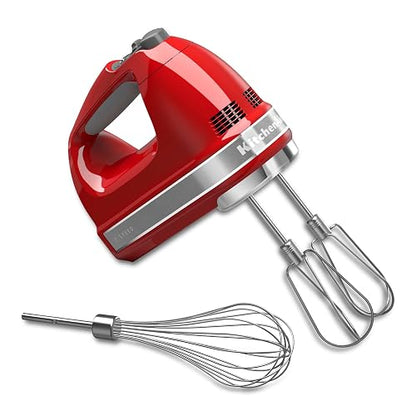 KitchenAid KHM7210ER 7-Speed Digital Hand Mixer with Turbo Beater II Accessories and Pro Whisk Empire rojo