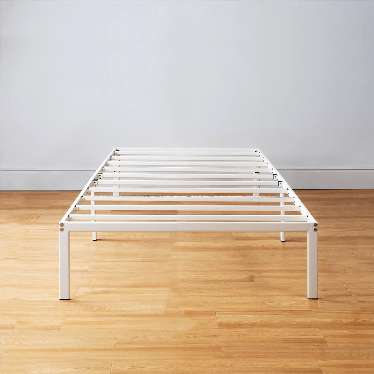 Best Price Mattress - Marco de Cama de Plataforma de Metal de 14 Pulgadas, Listones de Acero Resistente, Blanco, Individual