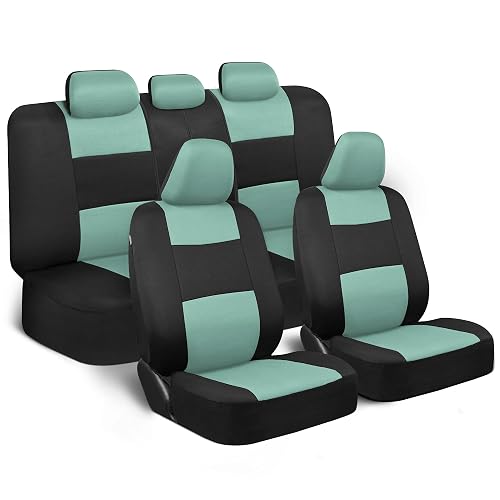 BDK PolyPro Juego Completo de Fundas para Asiento, Banco Dividido Delantero y Trasero, Menta/Negro