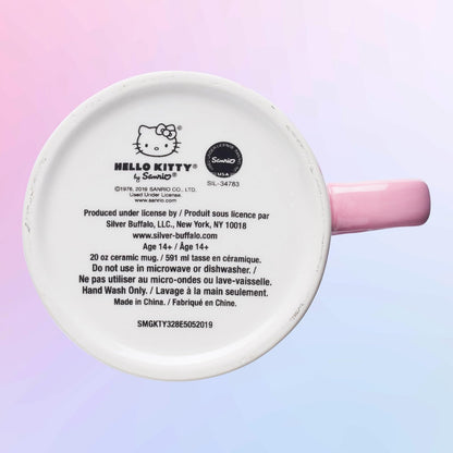 Silver Buffalo Taza de cerámica con asa en forma de rayo, Mango con forma de Hello Kitty., Rosado, 591,47ml, 1
