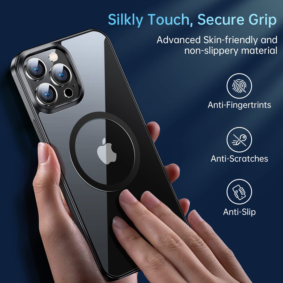 JUESHITUO Magnetic Slim Clear Case para iPhone 14 Pro MAX [no Amarillento] [Protección de Grado Militar] [No.1 imanes Fuertes] Compatible con iPhone 14 Pro MAX Protective Case 2022, Space Black