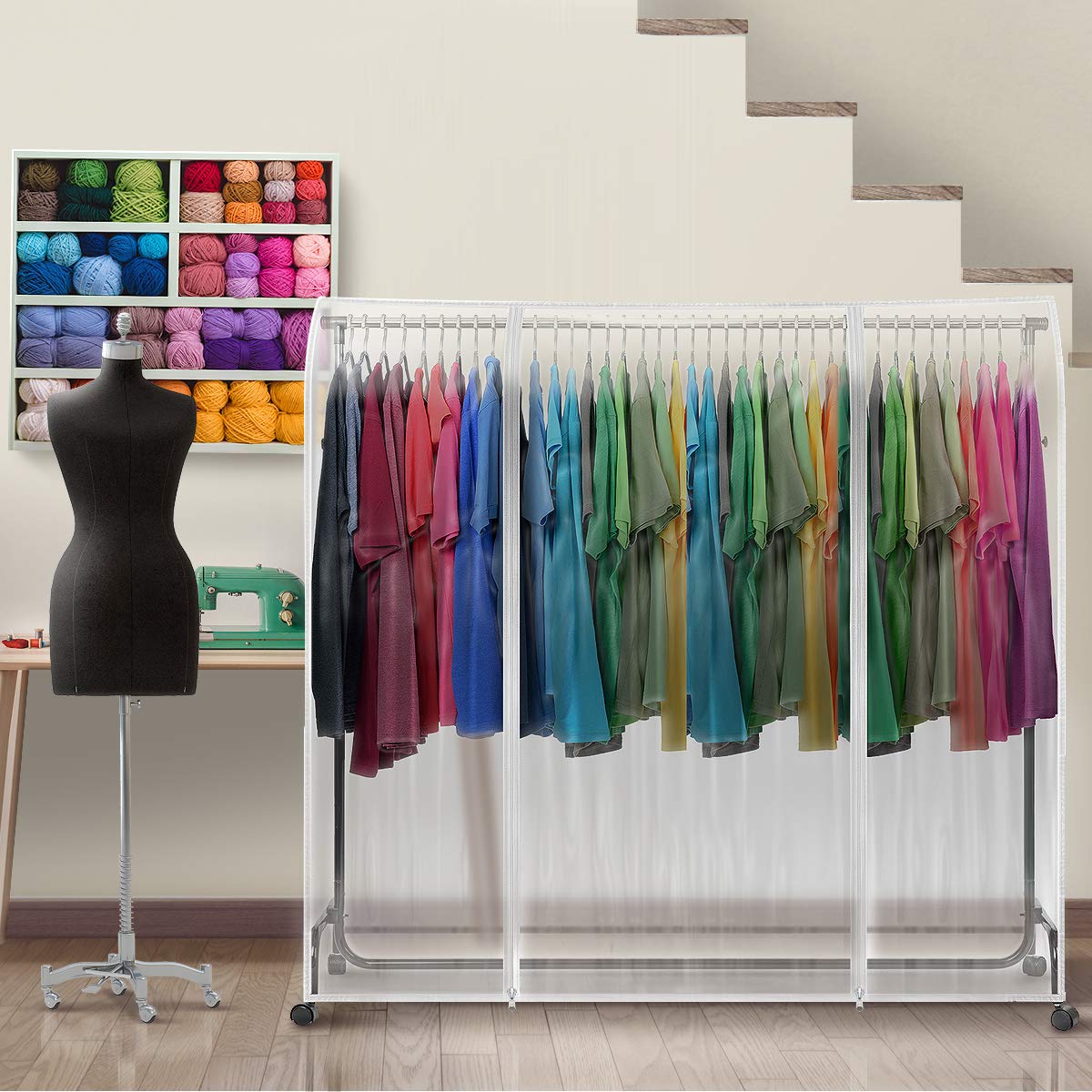 Sorbus Cover for Garment Rack - 6 Ft Transparent Clothes Rack Cover, Garment Coat Hanger Protector Dustproof Waterproof Clothing Storage Cover for Dresses, Suits, Coats, and more (Rack Not Included)