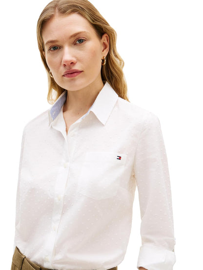 Tommy Hilfiger - Camisa de Manga Larga con Botones para Mujer