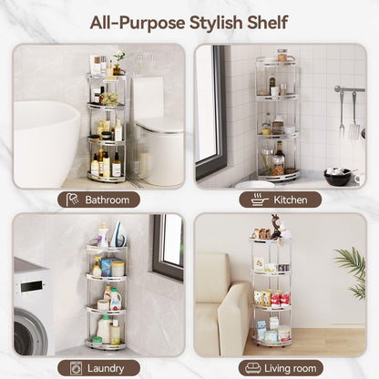 Binecer - Organizador de Ducha de Esquina de 4 Niveles con Soporte para jabón, estantes de Ducha inoxidables para Almacenamiento de champú, Color Plateado