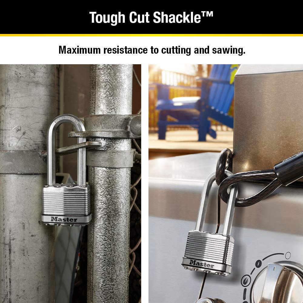 Master Lock M5XKADCCSEN Candado laminado de magnesio 2 Ancho de acero 0.95 cm de diámetro, Juego de grillete de 2.54 cm, Paquete de 1, 2-1/2-Inch Shackle, N/A