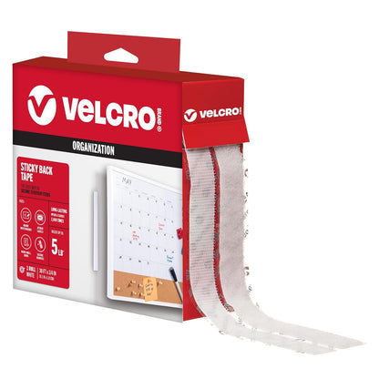 VELCRO Tiras Adhesivas para Fijar y Organizar - Blanco - 9 m x 1.9 cm - Cinta - Rollo