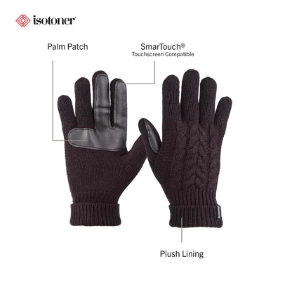 Isotoner SmarTouch Solid Triple Cable Knit de la mujer Palm Guante con palma Parches