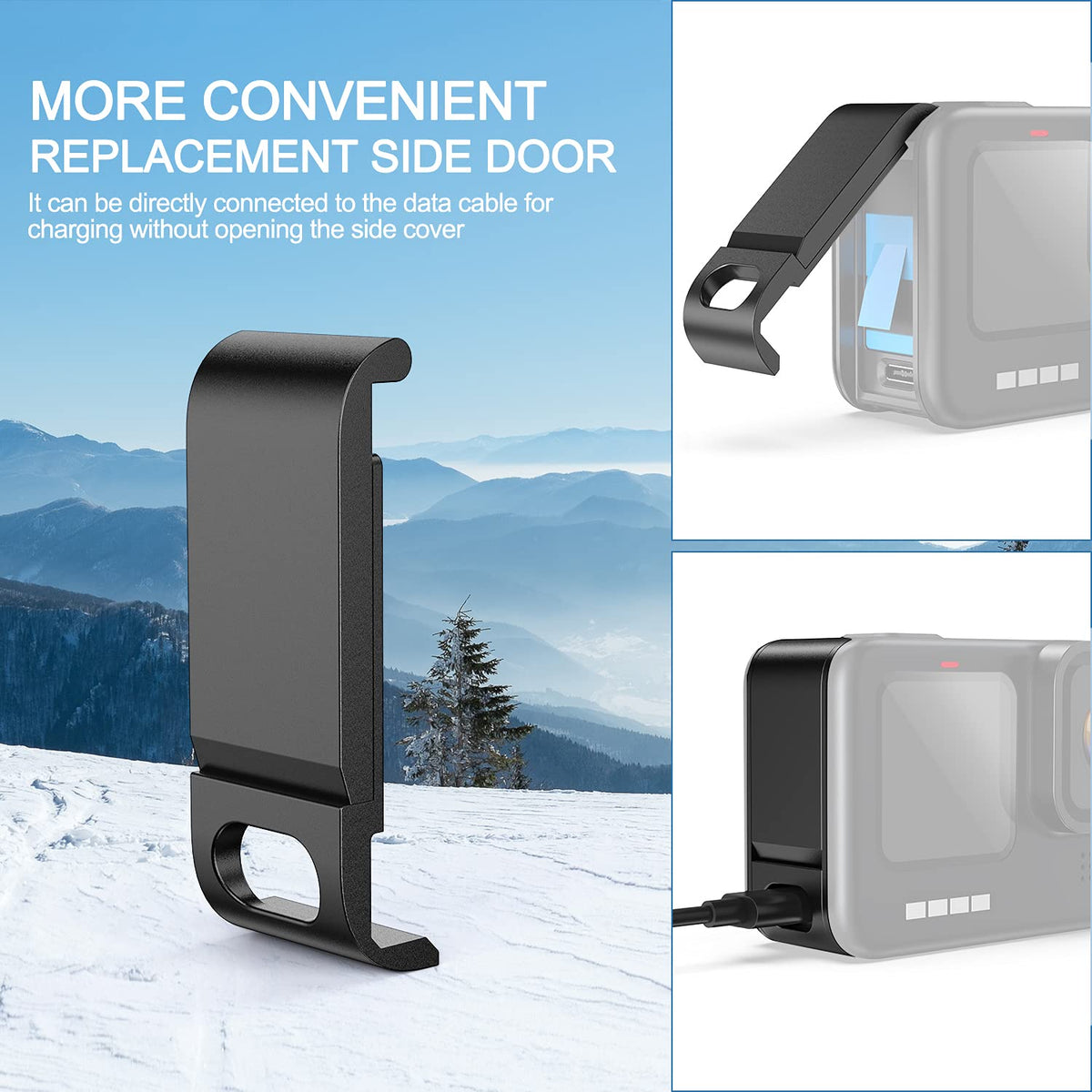 Kuptone Funda de silicona para GoPro Hero 11 Hero 10 Hero 9, 6 protectores de visualización de vidrio templado + puerta lateral + tapas de lente para Go Pro Hero 11/10/9 Kit de accesorios