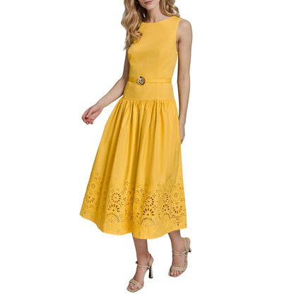 Karl Lagerfeld Paris Vestido Funda Midi Sin Mangas Mujer - 2 - Amarillo canario