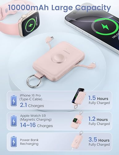 RORRY Power Bank, 10000 mAh Bateria Portatil Pila PD 20W Pila Recargable | 3 en 1,Cargador Portatil,Powerbank,Bateria Externa,para Apple Watch Ultra/11/10/9/8/7/6,para iPhone 17/16/15/14,para AirPods