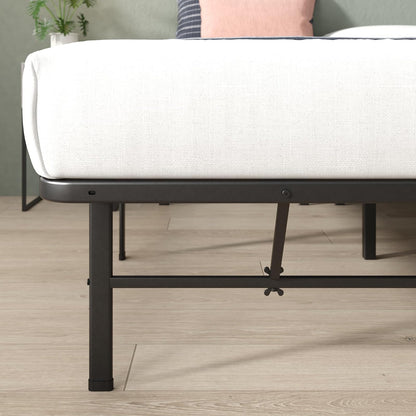 Zinus Rumi - Marco de Cama de Metal Queen de 14 Pulgadas, Base de colchón SmartBase® de Montaje rápido, Acero Resistente sin Necesidad de somier, Embalaje ecológico, Color Negro