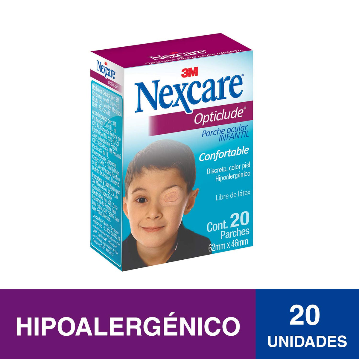 NEXCARE 3M Opticlude Parche Ocular Junior Sin Látex Color Marrón 20 piezas | Bloquea el paso de la luz, Adhesivo hipoalergénico, Almohadilla no adherente, Transpirable y cómodo, Fácil de usar