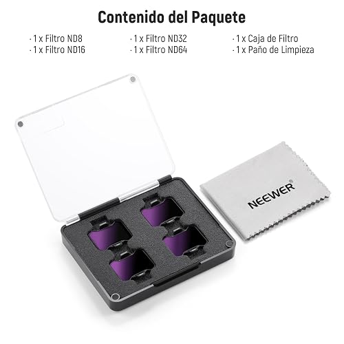 NEEWER - Juego de 4 filtros de densidad neutra compatibles con DJI Avata 2, filtros de densidad neutra ND8/ND16/ND32/ND64 accesorios para drones, vidrio HD recubierto de doble cara, sin interferencias