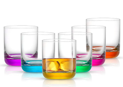JoyJolt Hue - Juego de 6 copas de vino sin tallo, 15 oz, colores degradados - Vasos de whisky