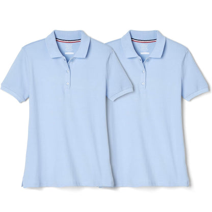 French Toast Polo Piqué de Manga Corta para Niña, Paquete de 2 - Light Blue - 14