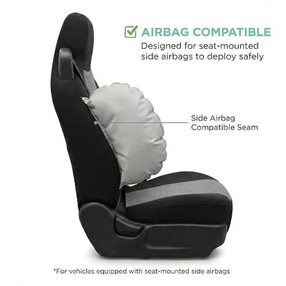 FH GROUP FB302GRAY102 Gray Classic Cloth Built-In Seatbelt Compatible High Back Seat Cover, Set of 2