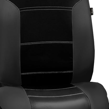 FH GROUP Universal Fit Full Set High Back Royal Seat Cover - PU Leather (Black) (Airbag Compatible and Rear Split, Fit Most Car, Truck, SUV, or Van, FH-PU103115)