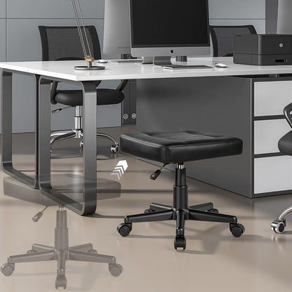VECELO - Reposapiés para debajo del computadora, reposapiés ergonómico de poliuretano con ruedas, acolchado cómodo, altura ajustable para aliviar el dolor de piernas, rigidez, etc., color negro