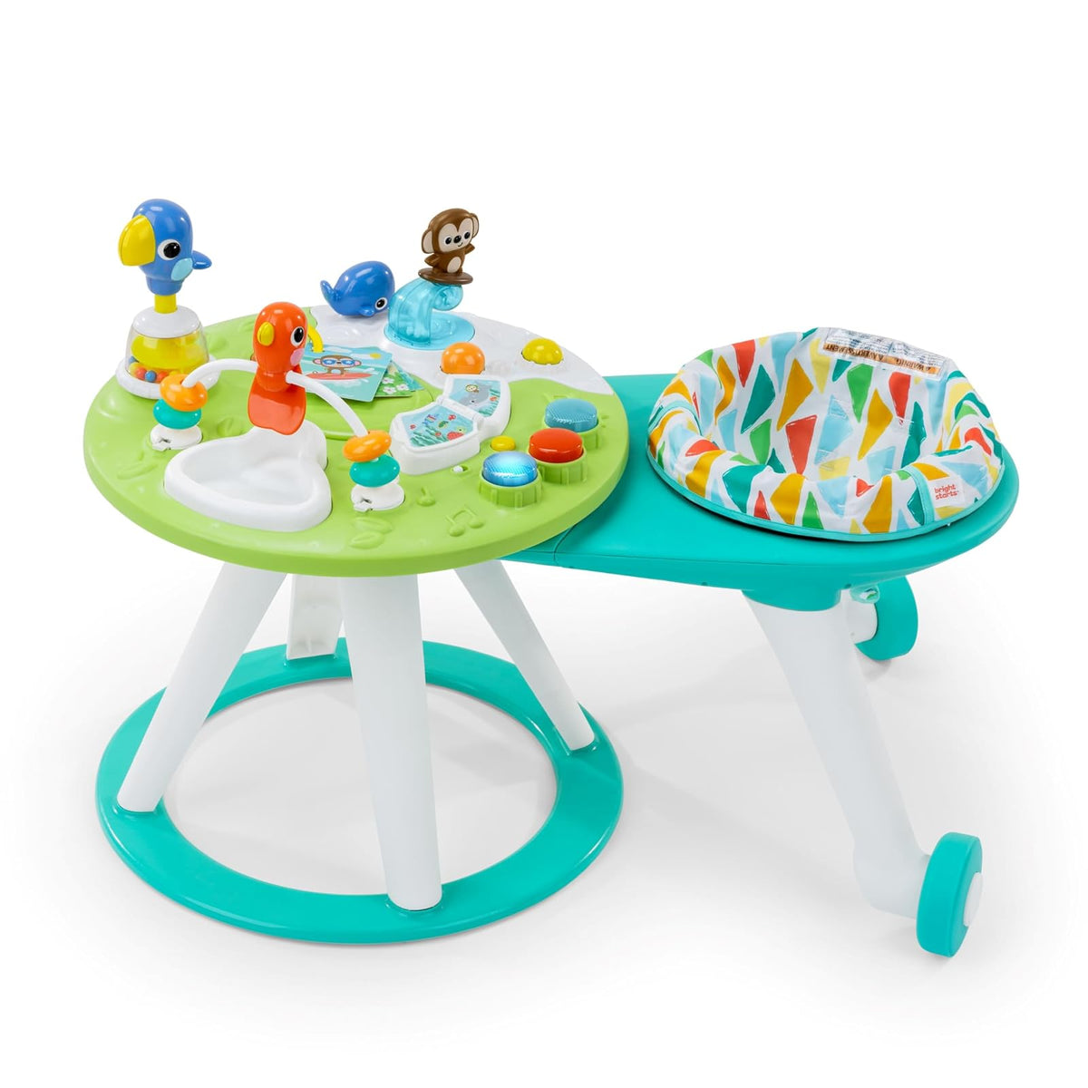 Bright Starts Around We Go Centro de Actividades y Mesa 2 en 1 - Tropical Cool - Centro de actividades y mesa