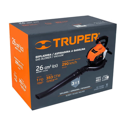 Truper SOPLA-26T, Sopladora/Aspiradora a Gasolina con Bolsa Recolectora