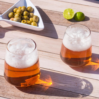 Borgonovo Contea Stemless - Juego De 6 Vasos De Vidrio De 380 Ml. Vaso Transparente de Cristal para Restaurantes, Fiestas, Bodas, Para Agua, Té, Helado, Cerveza, Jugo, Coctél, Limonada Set de 6 piezas
