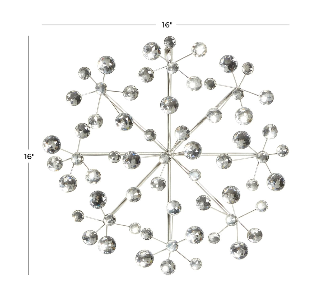 Deco 79 Metal Starburst Home Wall Decor Wall Sculpture with Crystal adorno de pared 16" x 2" x 16", Plata