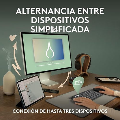 Logitech Pebble Keys 2 K380s, Teclado Bluetooth multidispositivo, accesos directos, estilizado y Portable, Easy-Switch, Windows, macOS, iPadOS, Android, ChromeOS - Rosa