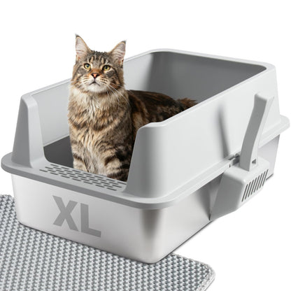 TATAANTY Caja de Arena para Gatos de Acero Inoxidable, Paquete de 2 - XL(23.43"x15.55"x10")