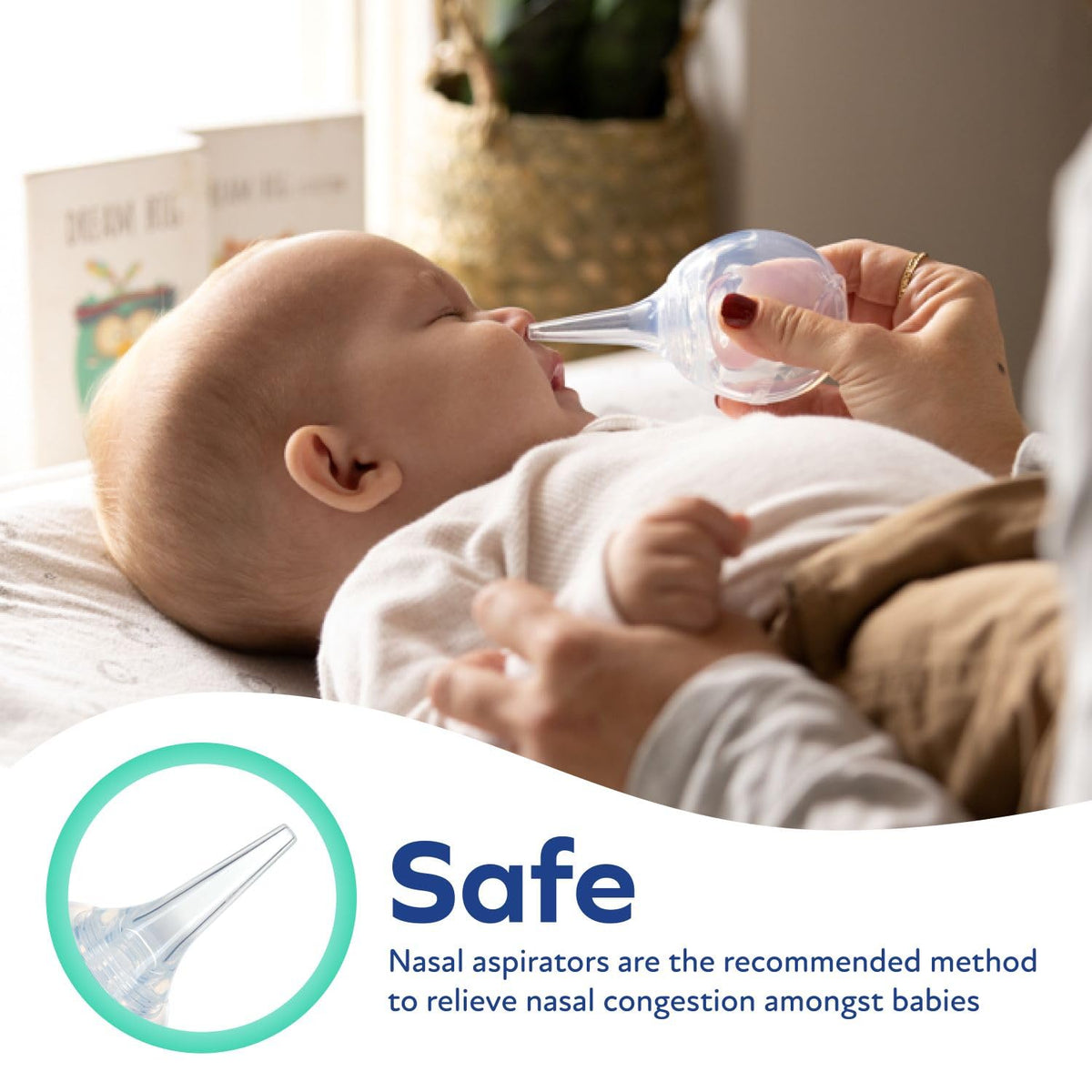 Aspirador nasal para bebés Dr. Talbot's - Silicona sin BPA - con estuche de almacenamiento - Transparente