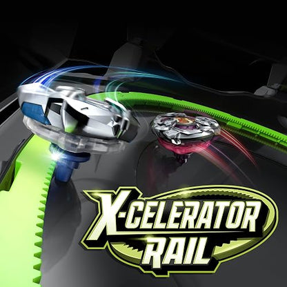 Beyblade X Xtreme Juego de Batalla con Arena con riel X-Celerator, 2 Juguetes de Punta giratoria Derecha, 2 lanzadores, Juguetes para niños y niñas, 8 +