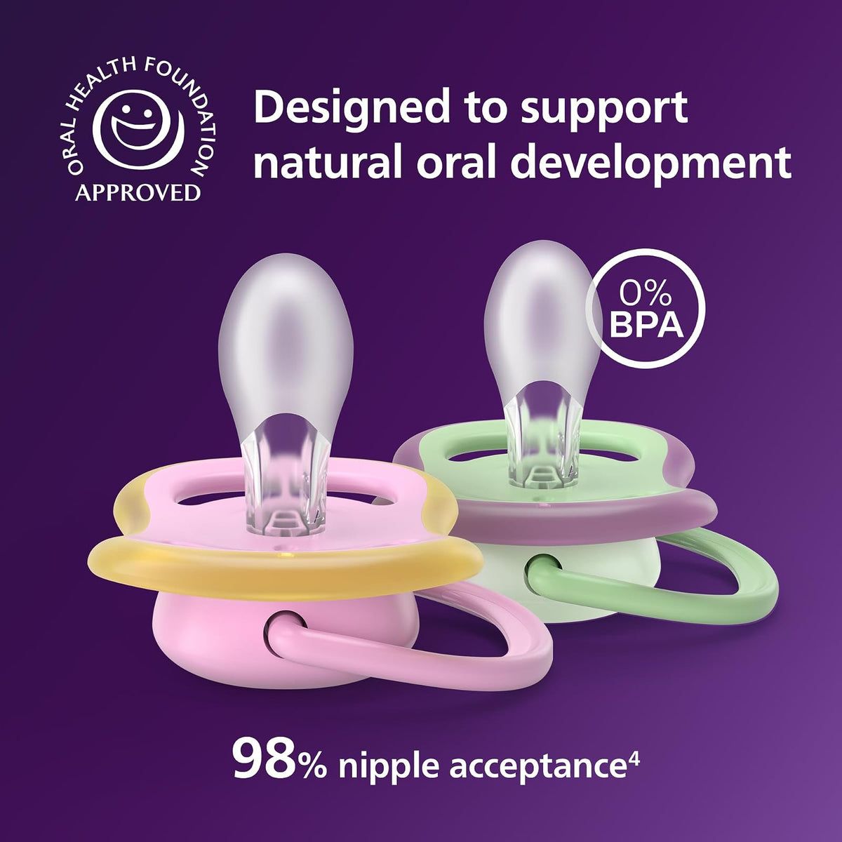 Philips Avent Ultra Air Chupones de Día y Noche - Diseño Ortodóntico, para Bebés de 6-18 Meses, Versión que Brilla en la Oscuridad, Tetina Simétrica de Silicona Suave, sin BPA, 2 Estuches