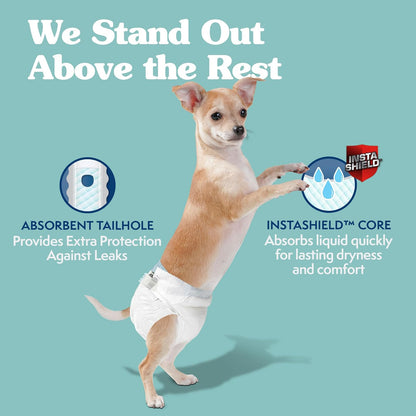 Solución Simple Nuevo Ajuste Verdadero Perro pañales para Perros Hembra ~ Super Absorbente con indicador de Humedad ~ 12 o 30 pañales Desechables para Perro por Paquete, 12 Unidades, XS