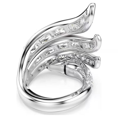 Anillo de cóctel Vienna, Tallas mixtas, Cisne, Blanco, Acabado en rodio