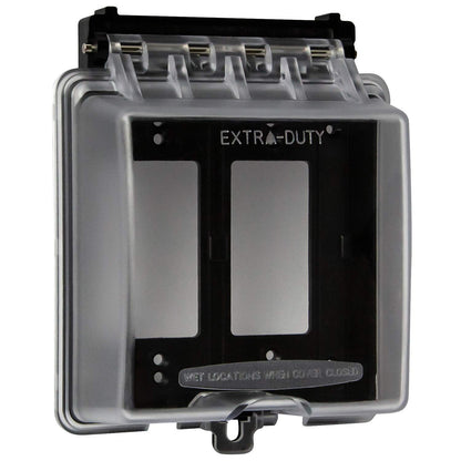 Enerlites - Caja resistente a la intemperie para decoración de exteriores GFCI receptáculos de salida, cobertor para 2 cuadrículas