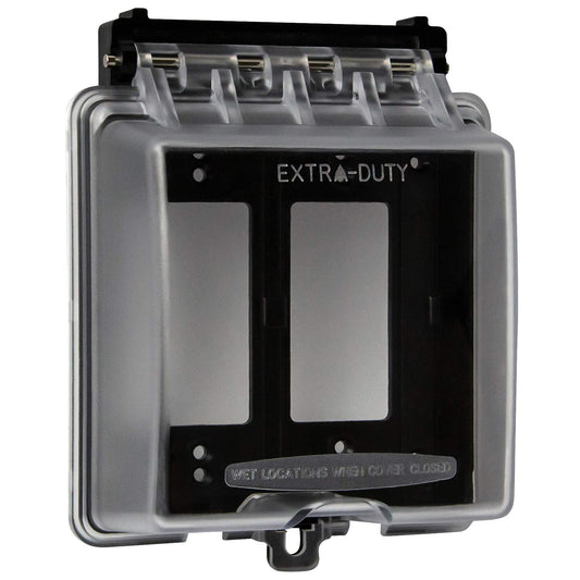 Enerlites - Caja resistente a la intemperie para decoración de exteriores GFCI receptáculos de salida, cobertor para 2 cuadrículas