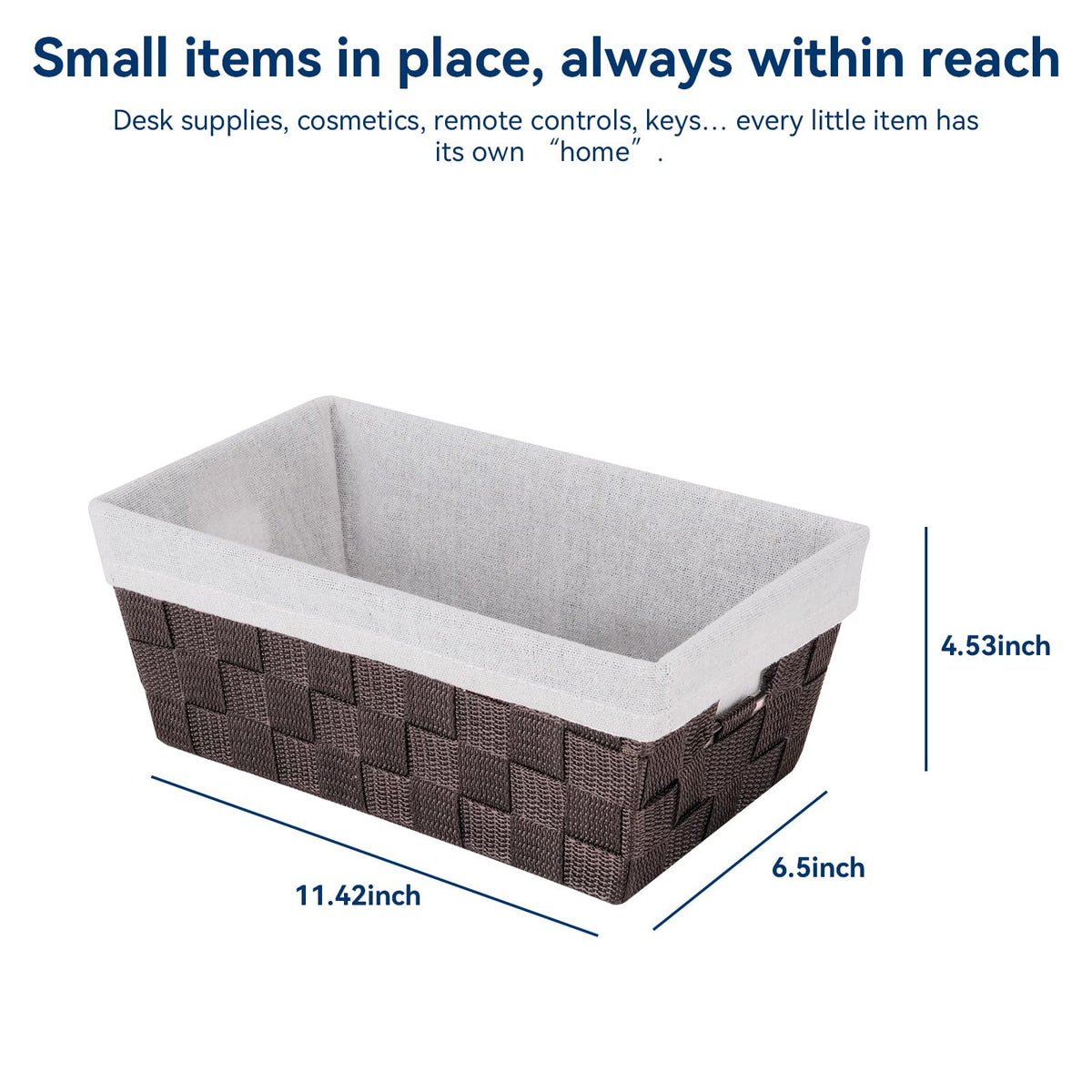 Whitmor Bolsa de Almacenamiento con agarradera, Tejida, Marrón, Small Shelf Tote W/Liner, 1