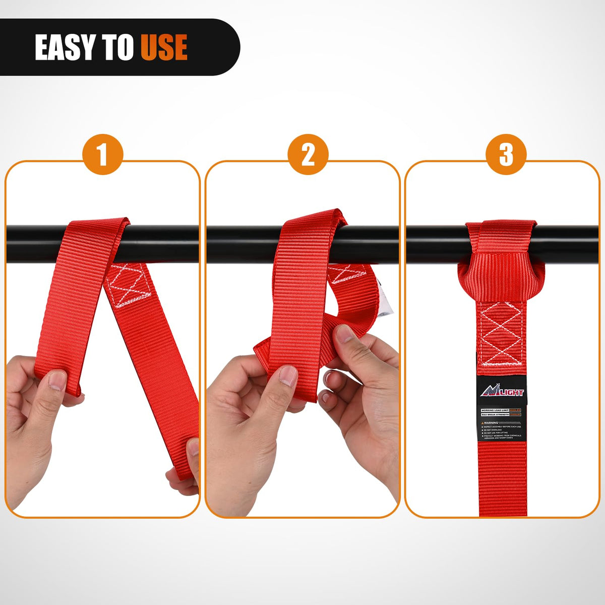 Nilight - Correas de Amarre para Motocicleta de 1.7 x 17 Pulgadas, Resistentes a la Rotura máxima de 12000 Libras, para asegurar la Carga de Movimiento de Kayak de UTV (8 Unidades), Color Rojo
