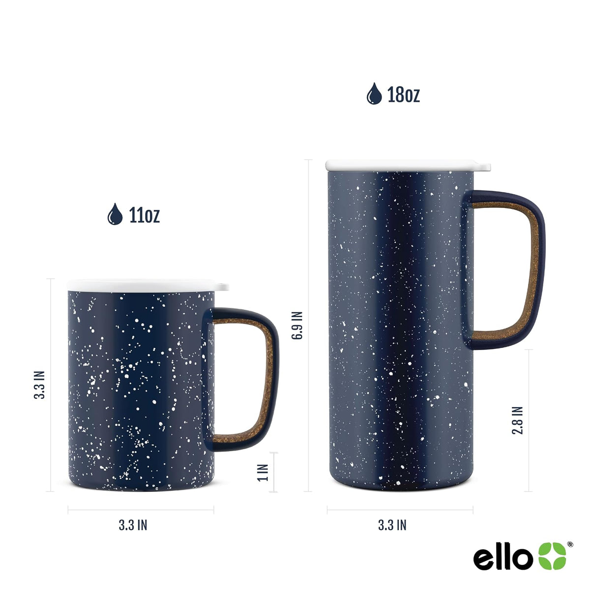 Ello Campy - Botella de Agua de Acero Inoxidable aislada al vacío con Tapa Deslizante, 470 ml