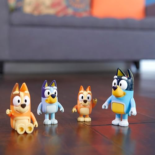 Bluey and Friends - Paquete de 4 Cifras posables de 2.5 a 3 Pulgadas
