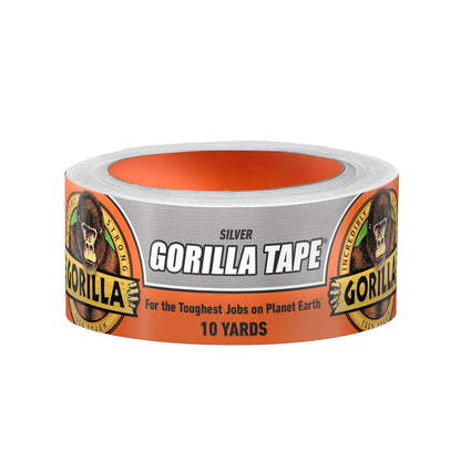 Gorilla Tape, 1.9 pulgadas x 10 yardas, plata (paquete de 1) - Conducto, utilidad, resistencia de triple capa, interior y exterior, carcasa resistente a la intemperie