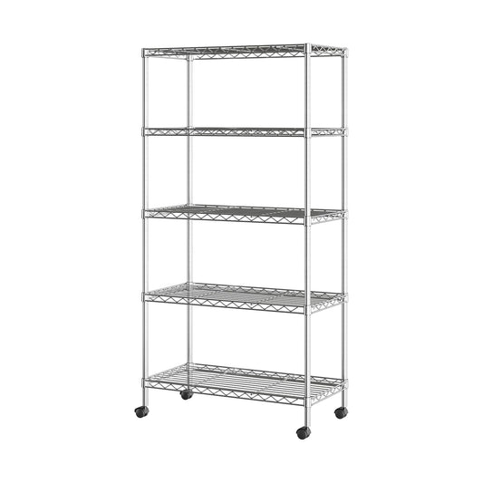 Seville Classics Solid Steel Wire Shelving Storage Unit Adjustable Shelves Organizer Rack, for Home, Kitchen, Office, Garage, Bedroom, Closet, Steel, 5-Tier, 30" W x 14" D (New Model)