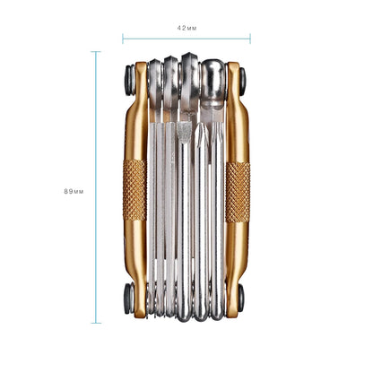 Crankbrothers Multi Tool M 10 Bike Tool - MTB Multi-Tool Gold - 10 herramientas de bicicleta (herramienta 10 en 1), ergonómicas y ligeras