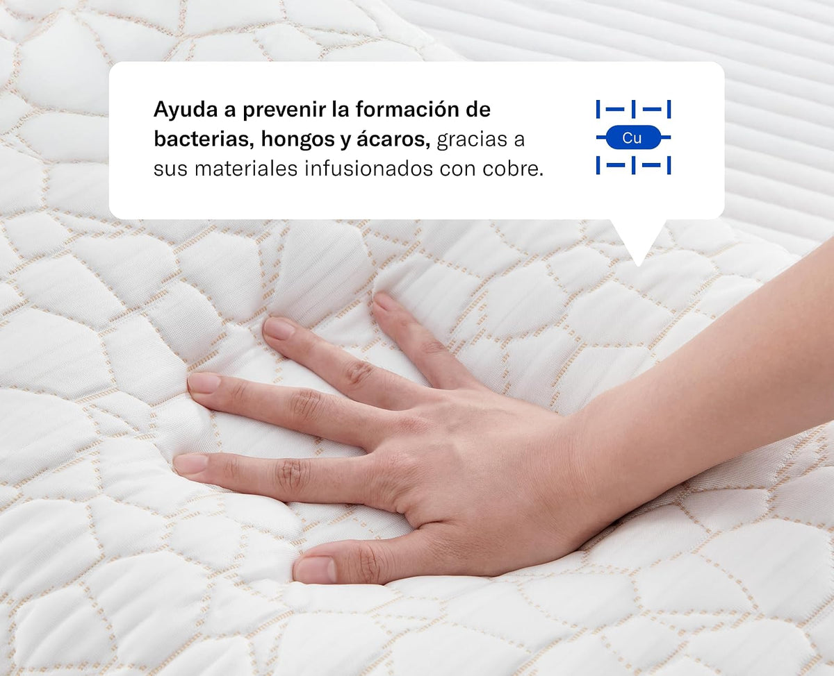 Luuna Almohada Copper Care con Infusión de Cobre y Memory Foam – Termorregulación, Propiedades Antimicrobianas y Soporte Ergonómico