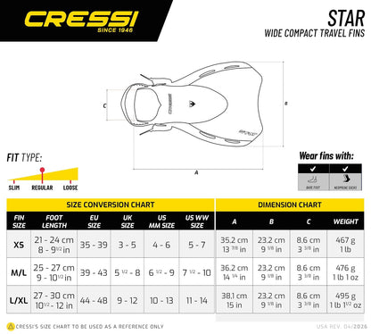 Cressi - Aletas Cortas Ajustables de tacón Abierto, Ligeras para Viajes, diseño Robusto y Duradero, diseñadas en Italia
