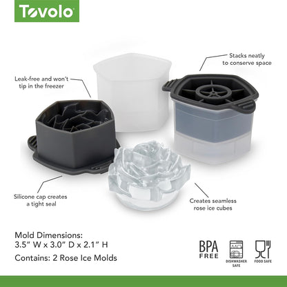 Tovolo 81-34440 - cubeta de hielo apilable con sello de silicona apretado, juego de 2, tamaño único, transparente